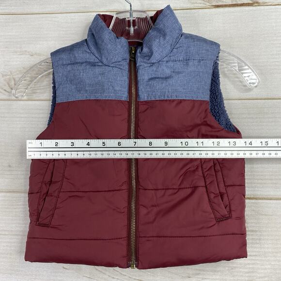 Tucker + Tate Boys Puffer Jacket Vest Sz 2T Blue Burgundy Full Zip Fleece Lined - Picture 4 of 9